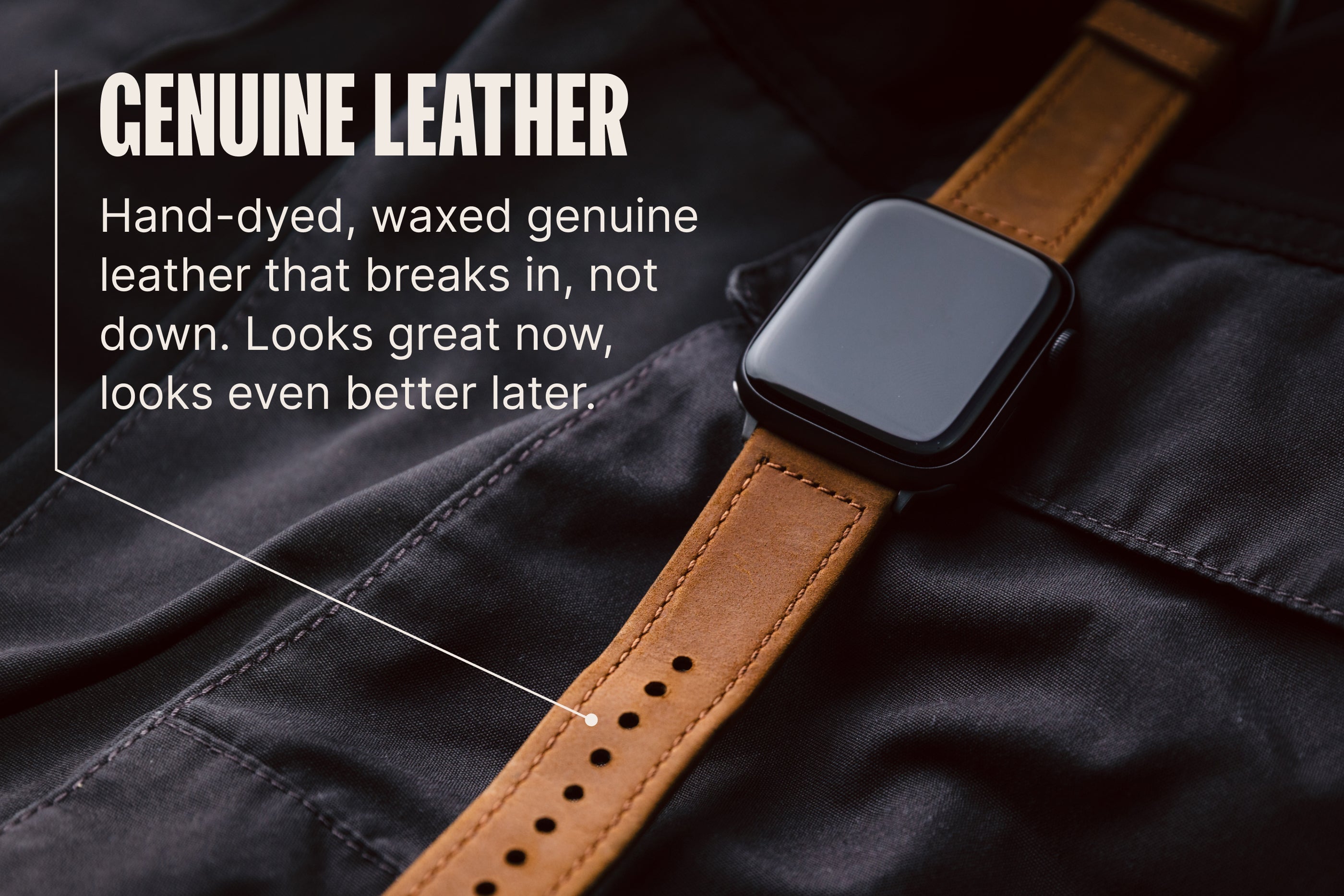 Vulcan Obsidian - Black Apple Leather Watch Band
