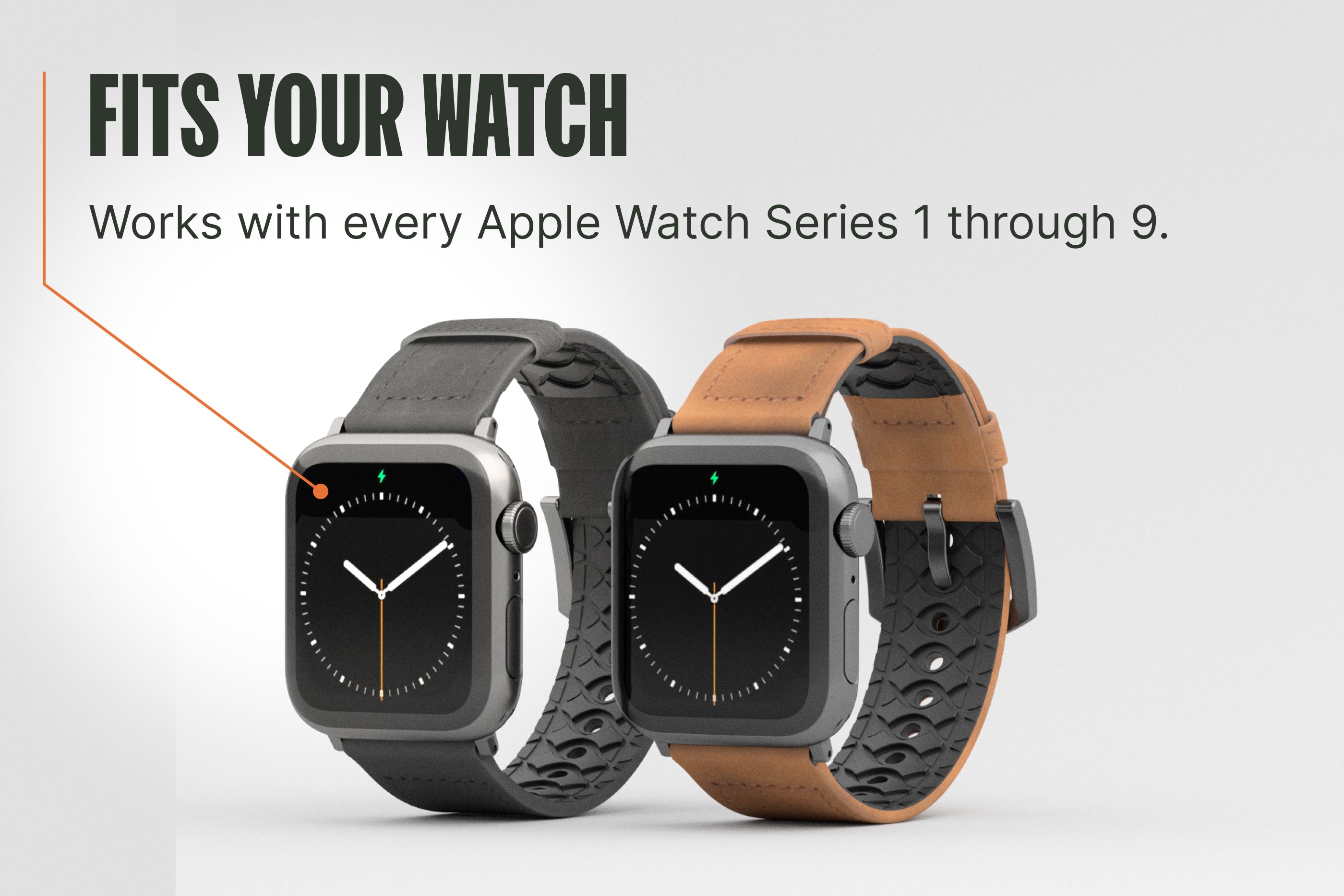 Vulcan Obsidian - Black Apple Leather Watch Band