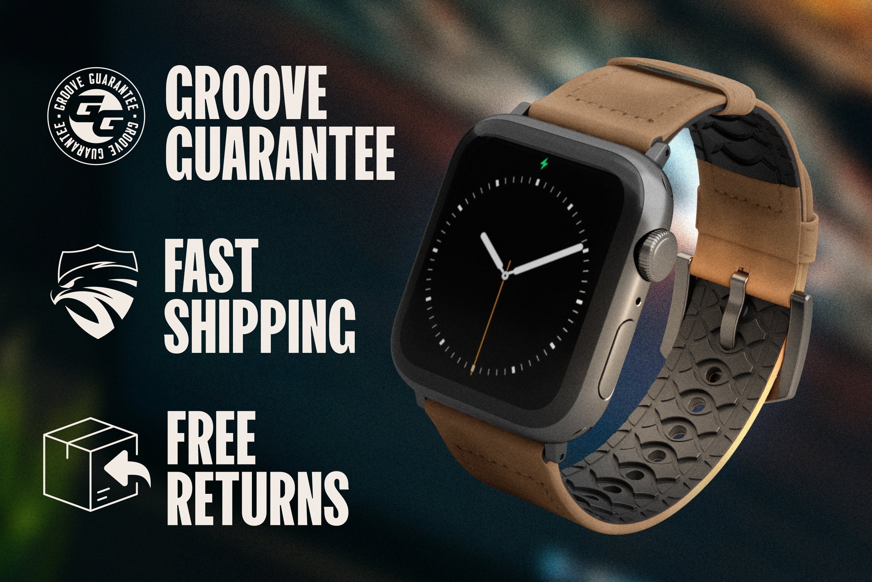 Vulcan Obsidian - Black Apple Leather Watch Band