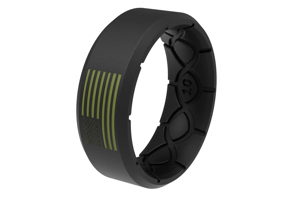 Edge Hero - America Black &amp; Moss Green Flag Ring