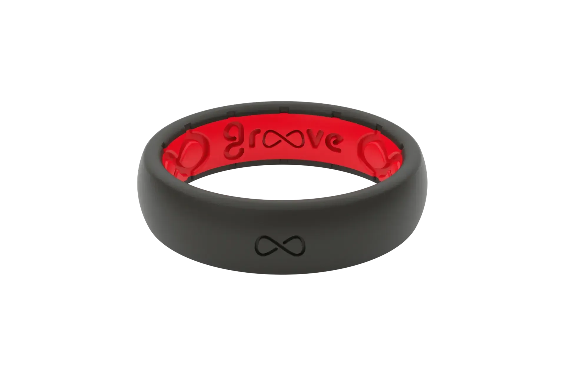 Solid Midnight Black &amp; Raspberry Red Thin Ring